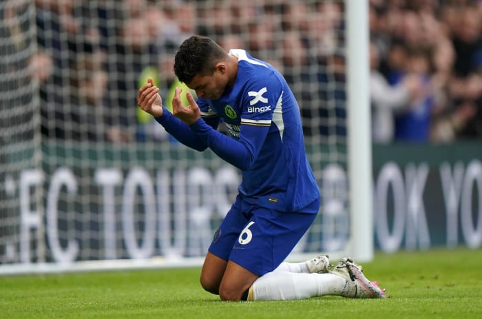 Chelsea defender Thiago Silva pictured during a 4-2 loss to Wolves in February 2024